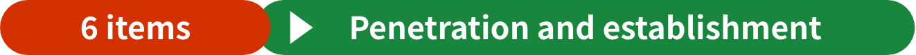 6 items Penetration and establishment